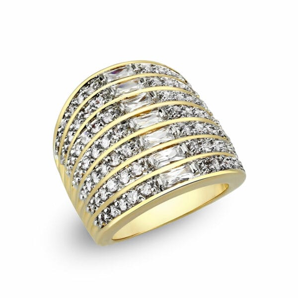 LO5W094- Gold Plated Brass Ring with CZ In Clear