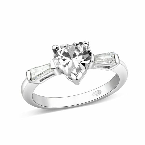 LO5S230- Sterling Silver Ring with CZ In Multi Color High Polished( NO Plating)