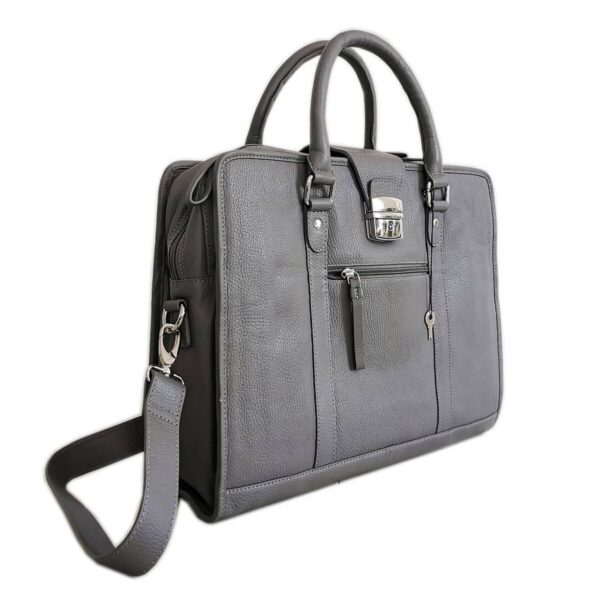 Leather Briefcase, Grey